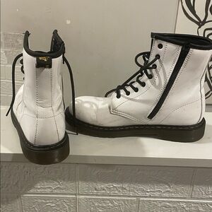 Dr. Martens White Leather Ankle Boots